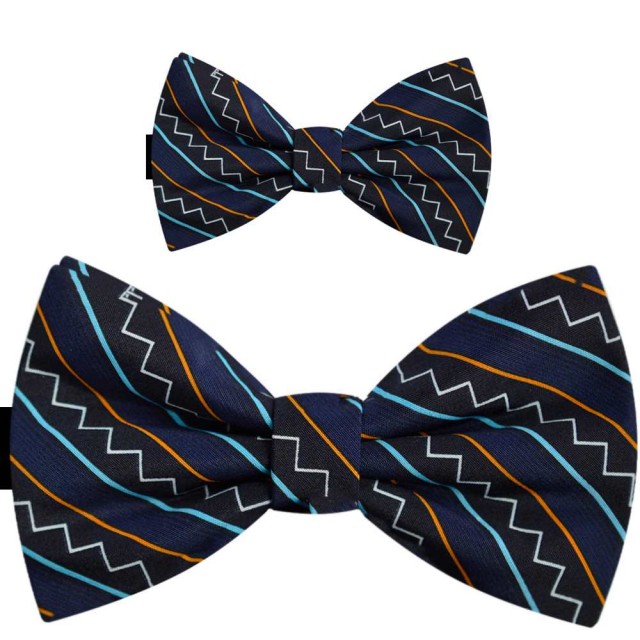 Papioane tată fiu, albastru cobalt, print zig zag